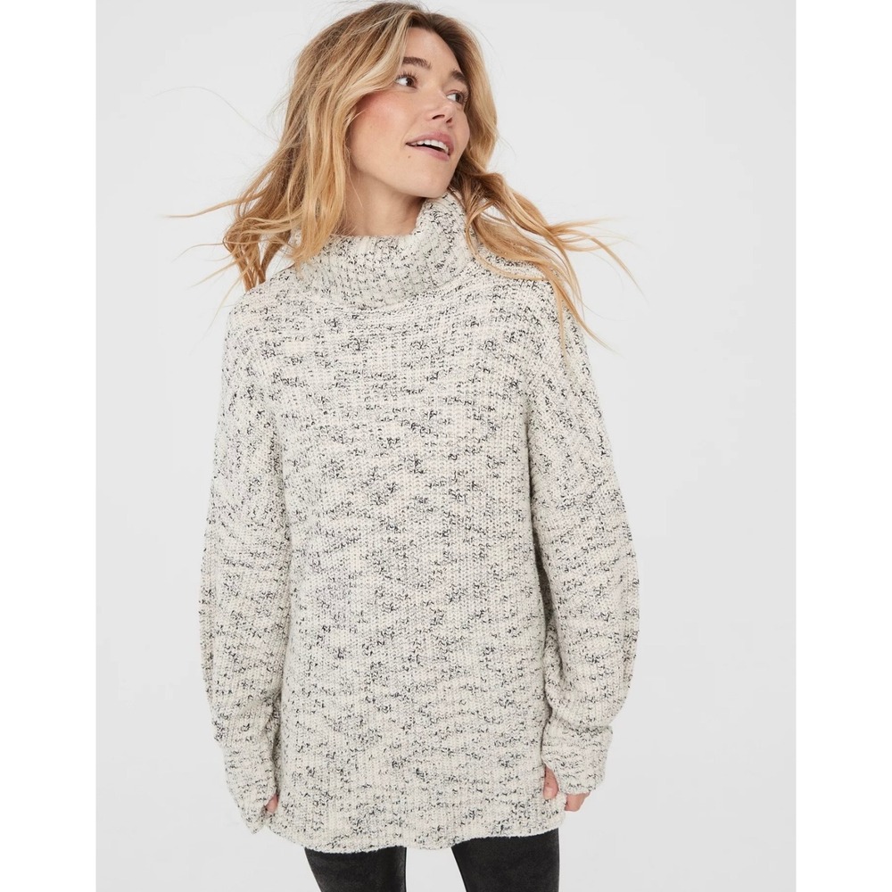 OFFLINE by Aerie Womens XS Marled Cotton Turtleneck Oversized Chunky Sweater